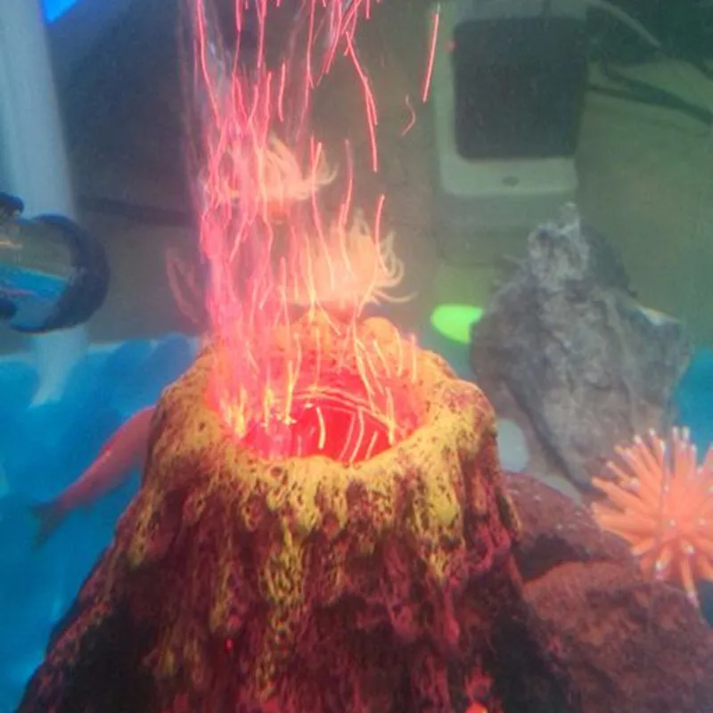 akvaryum hava surucu led dekorasyon recine volkan balik tanki sus volkan erupsiyonu su