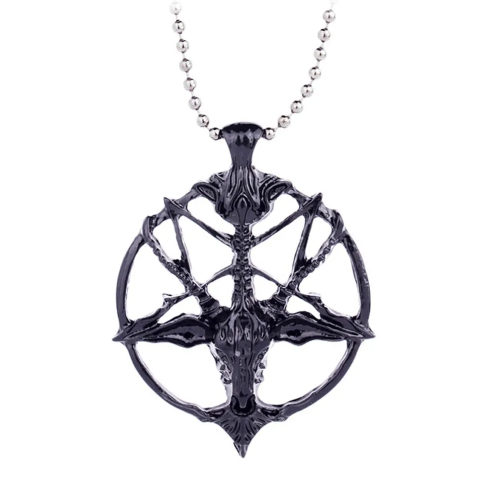 

Fashion Pentagram Pan God Skull Goat Head Pendant Necklace Luck Satanism Occult Metal Vintage Silver Star Necklace for Ma#277772