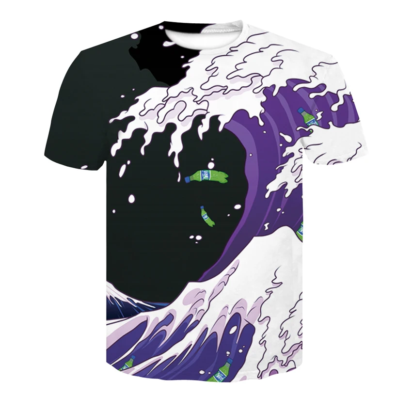 

2019 new men's casual 3d printed t-shirts, fun purple spray printed men's and women's t-shirts hip hop t-shirts harajuku