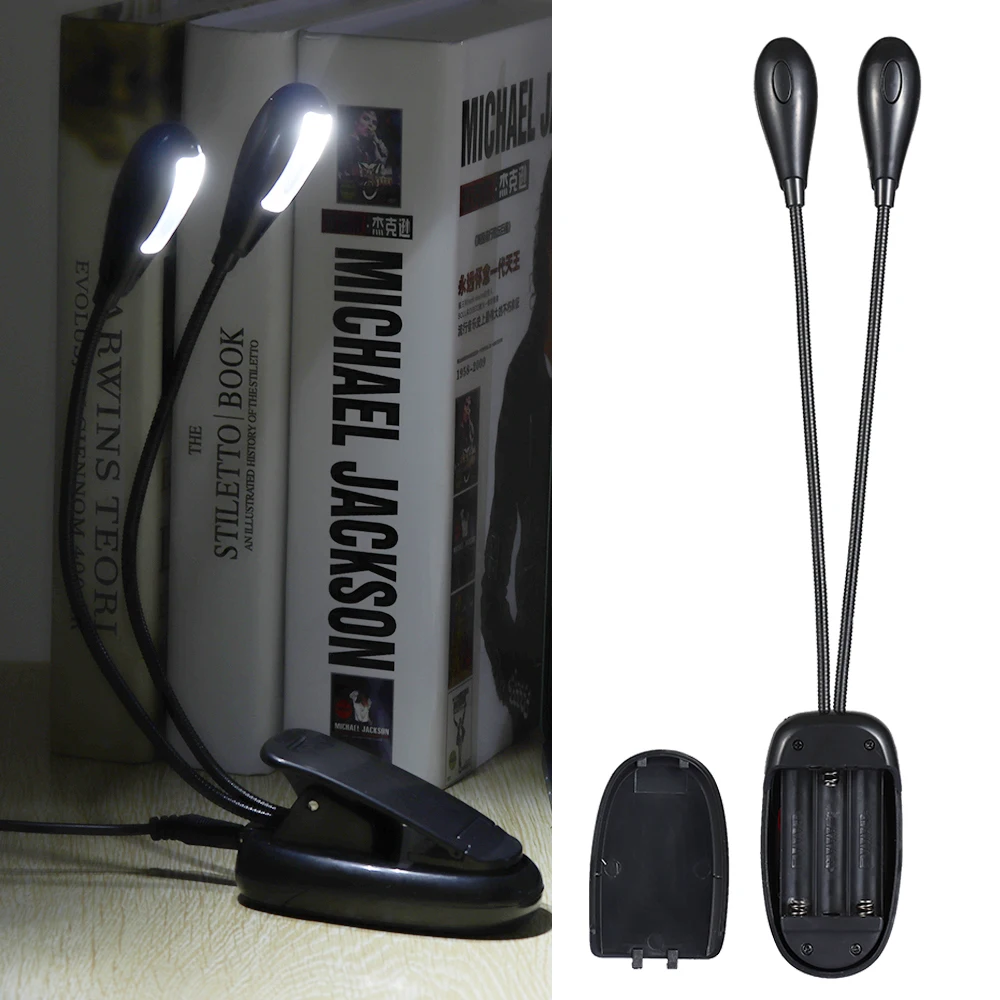 1PC New Portable Flexible Dual Arms 4 Leds Clip on Light Bright Eyes