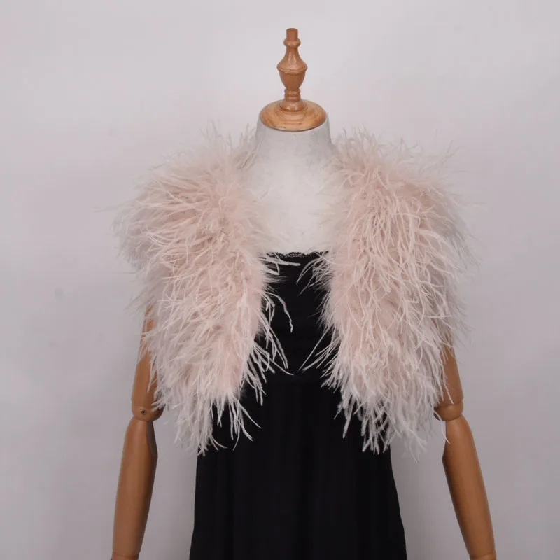 100% Blush Pink Ostrich Feather BRIDAL Fur For Lady Women Evening Gown ...