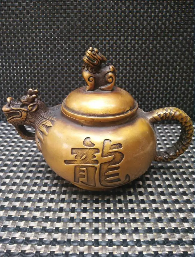 Copper Dragon Teapot Wine Pot Statue Home Decoration CraftsBottles