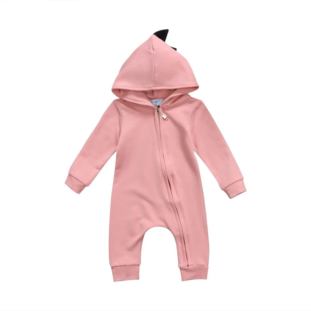

Baby Boy Girl 3D Dinosaur Costume Solid pink long sleeve zippers Rompers warm spring autumn cotton romper Playsuit Clothes