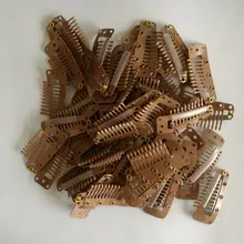 100 шт. светло-коричневый Цвет высокое качество Нержавеющая сталь Химическое наращивание волос парик клип прямо зубы 3.8 см Длина