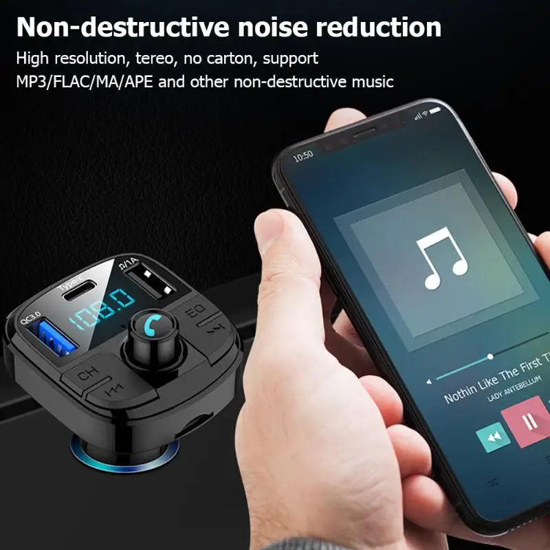 BT29 QC3.0 Bluetooth автомобильный комплект fm-передатчик MP3-плеер type C USB зарядное устройство