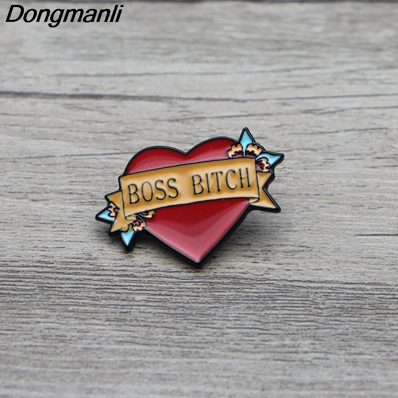 

L2993 Boss Bitch Metal Funny Enamel Pin Brooches Cartoon Creative Metal Brooch Pins Denim Hat Badge Collar Jewelry