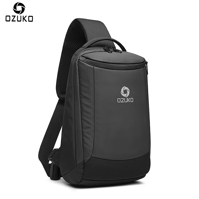 

2018 OZUKO New Fashion Men Oxford Men's Chest Bags Business Casual Men Messenger Bag USB Charging Crossbody Single Shoulder Bag