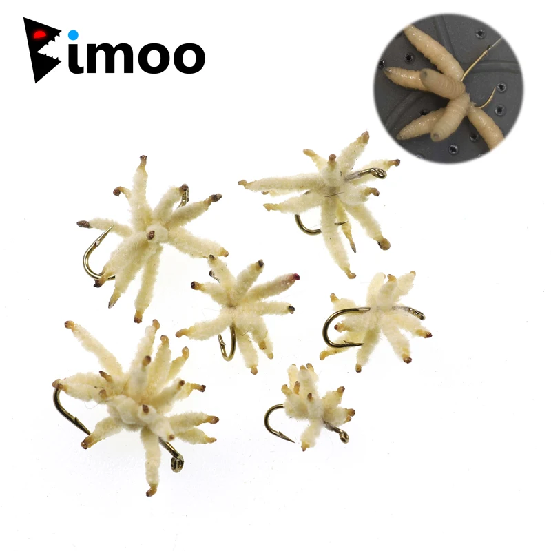 Bimoo 6 шт. размер#10~#20 Ультра личинки Nymph Maggot кластер Fly для форели карпа Окуня Рыбалка искусственный червь приманки для насекомых
