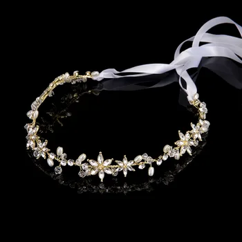 

50pcs/lot Korean Handmade Fake Pearl Bridal Headband Hair Accessories Rhinestone Crystal Wedding Headpiece Bride Hair Ornaments