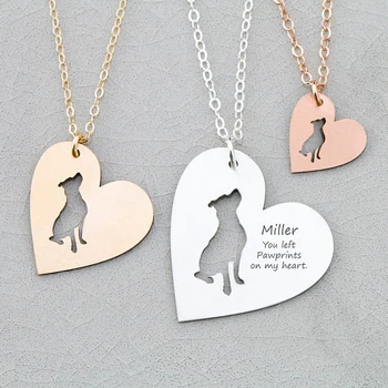 

personalized Copper Pit Bull Dog Heart Charm Necklace Women Jewelry Mom Gift Drop Shipping Accepted YP6045