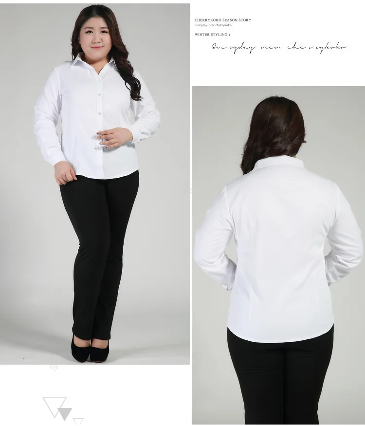 Осень зима размера плюс Женская рабочая одежда с длинным рукавом официальная рубашка топы белые женские рубашки больших размеров OL 5XL 6XL 7XL 8XL 9XL