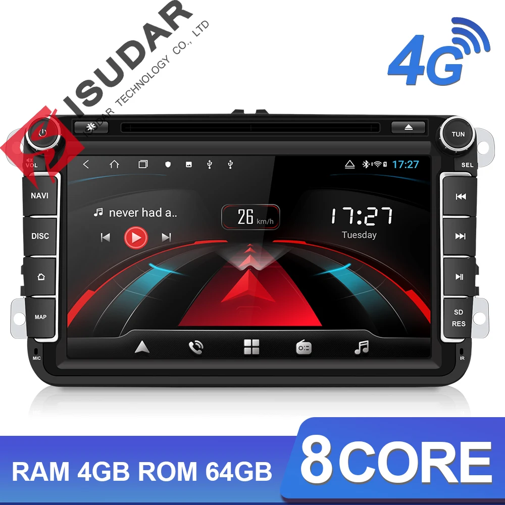 Isudar H53 2 Din 4G Android автомобильный Радио мультимедиа для VW/Volkswagen/POLO/Golf/Skoda/Seat/Leon/PASSAT B6 Авто GPS камера USB DVR