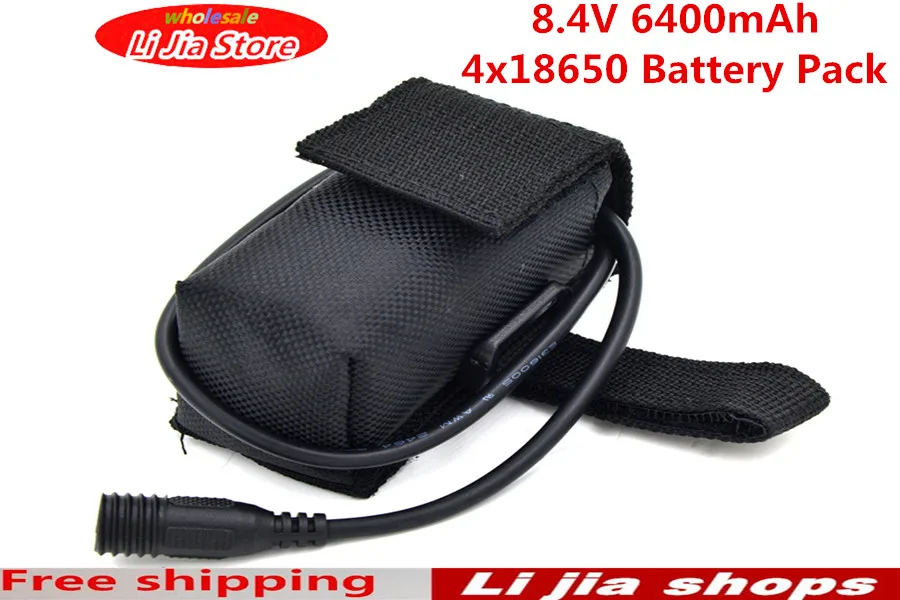 50pcs/lot 4x18650 6400mAh Rechargeable 18650 Li ion Battery Pack For