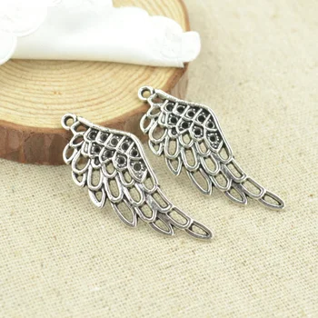 

HOT 50pcs/lot Necklace&bracelets making for metal wings charms tibetan silver pendants diy jewelry findings and components 3108