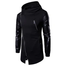 

Men's Fashion Irregular Hoodie Men's Cotton Hooded Long Sleeves Extended Hem Zips Hip-Hop Street Casual Hip-Hop Men's TopsM-2XL