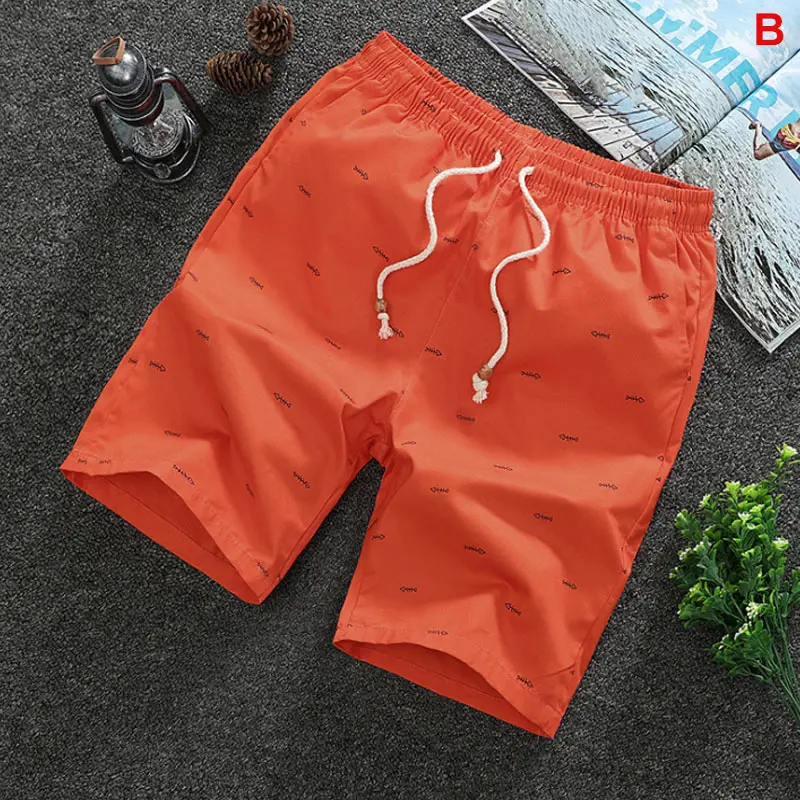 Оранжевый Droppshiping мужские шорты сплошной цвет дышащий Slim Fit средняя талия половина брюки для лета BFJ55 - Цвет: Оранжевый