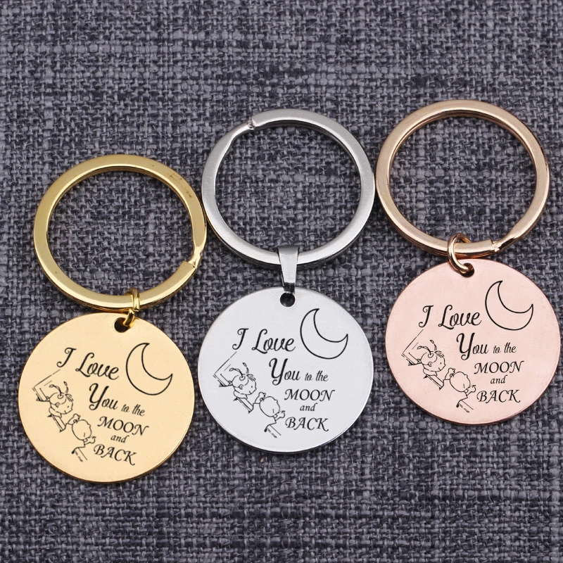 Silver I love you to the moon /& back/" keyring bag tag charm gift present