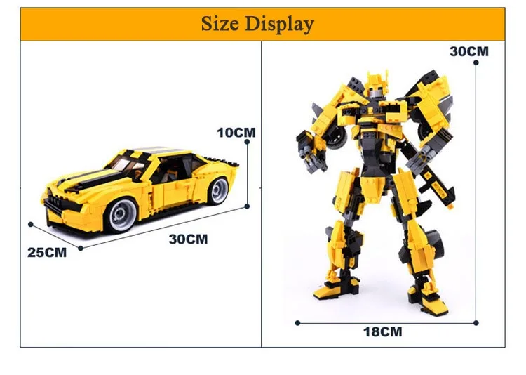 Gudi трансформирует робот желтый моделька автомобиля кирпичики город строительные блоки совместимы с Творцом Развивающие игрушки для детей