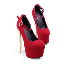 16CM high heels Fine with a round shallow mouth new European and American spring and autumn women’s shoes Big red wedding shoes