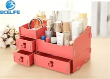 BCELIFE Multi-functional Wooden Makeup Storage Box Jewelry Container Organizer for Office desk stationery storage box makeup