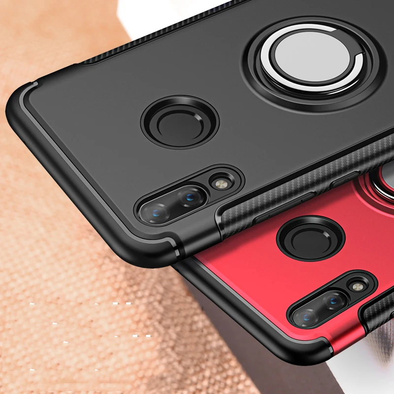

Cases For Huawei P Smart 2019/Psmart Plus Case With Car Holder Soft TPU+PC Hard Back Cover Accessories On P Smart+ Fundas Coque