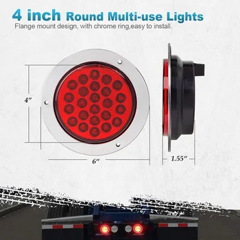 

Turn Signal DC 12V Waterproof Submersible Tail lights 2pcs 4Inch Red Round Truck Brake Stop Hot Sale 2018 Newest