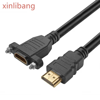 

19pin HDMI Male to Female Extension Mount Cable Wire Cord With Screw Hole Lock Panel Ear Screw Fixing Position Hole (1.5 Feet)
