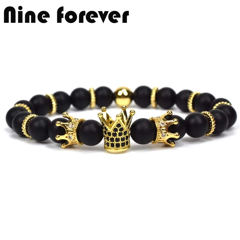 Женский очаровательный браслет с короной Nine forever king из натурального камня