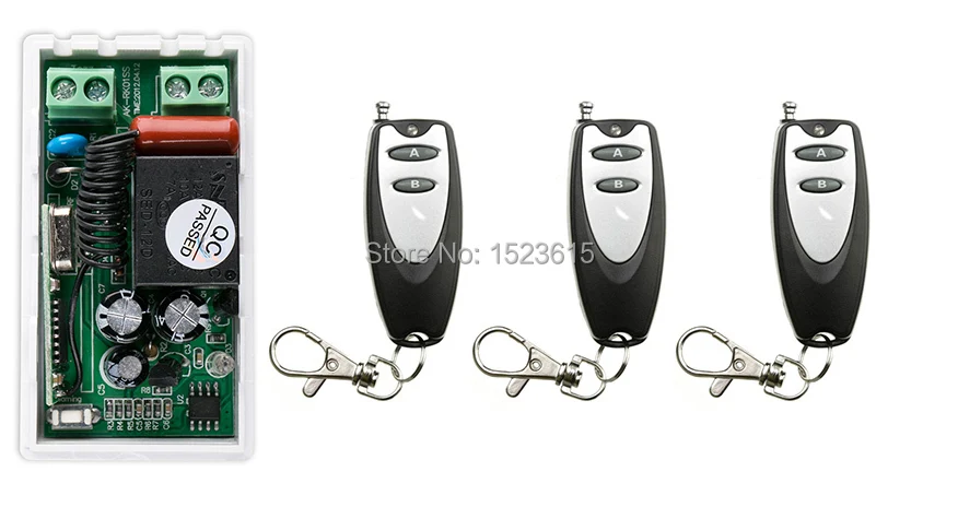 

most simple wiring Wireless RF Remote Control Switch AC220V 10A 1CH 3PCS Transmitter With Battery+ Receiver Access/door System
