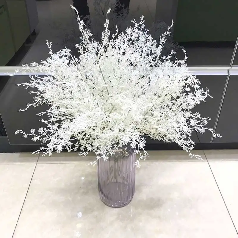 Artificial flowers branch home wedding Christmas tree decorations smoky grass fog flowers - Цвет: white