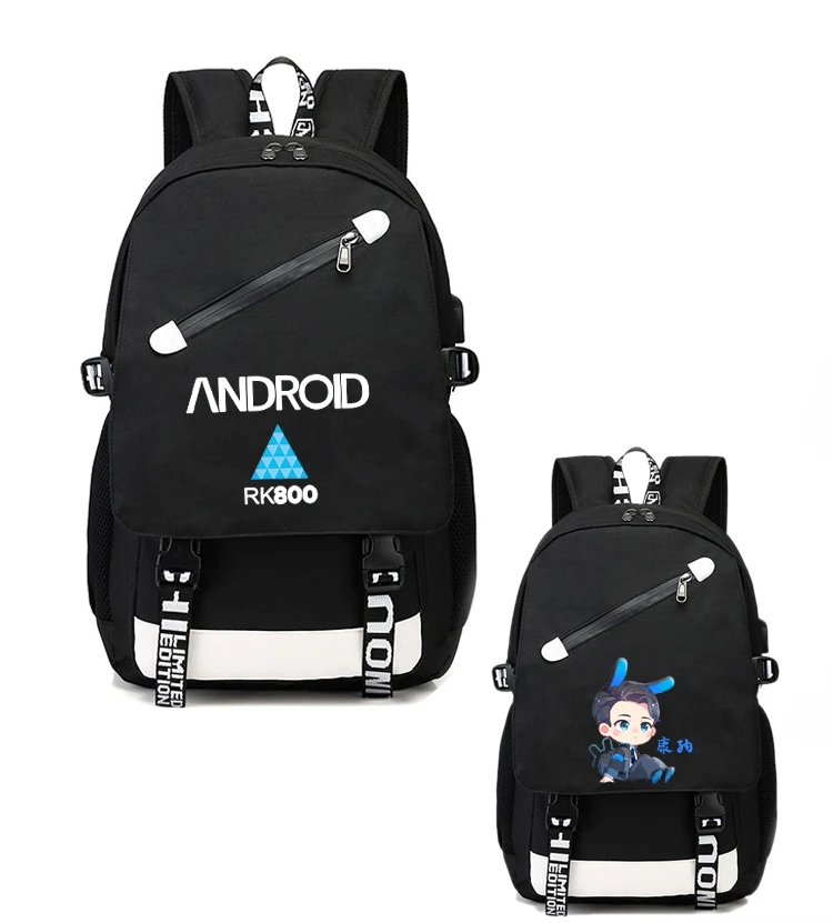 

[STOCK] 2018 Anime Detroit: Become Human Backpack rk800 bag Shoulder travel School Bag Cosplay Prop For Halloween Free Shipping.