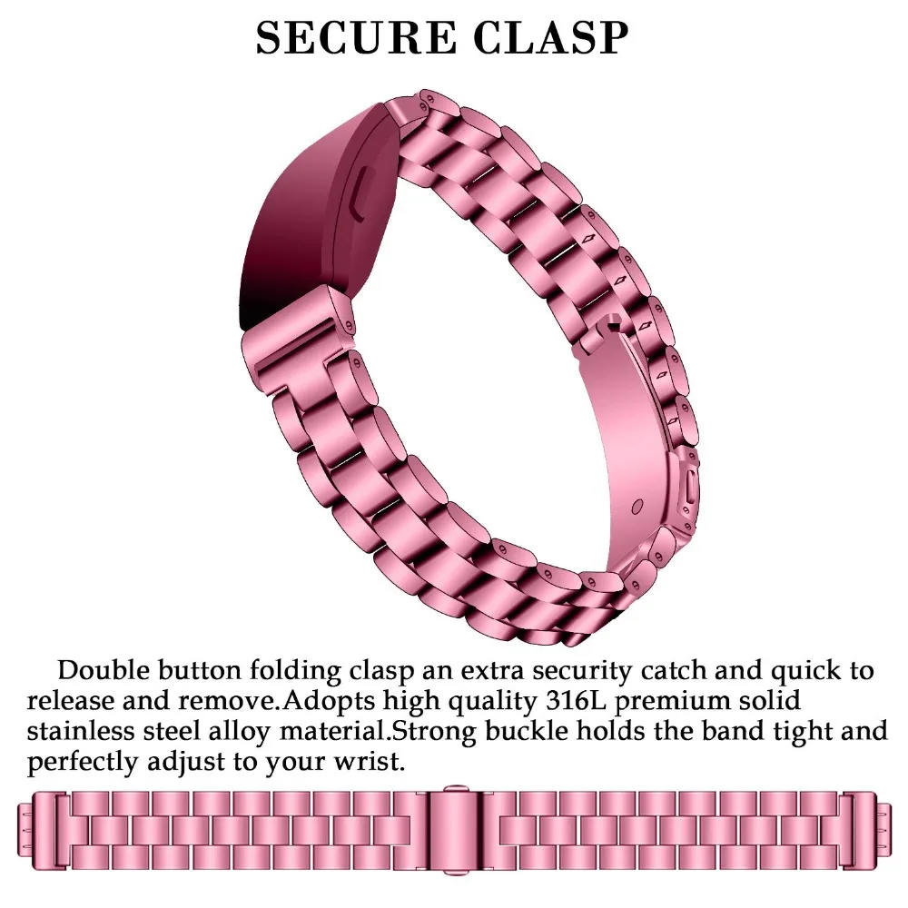 Совместимый FitbitInspire HR Band& FitbitInspire Band, металлический ремешок из нержавеющей стали, сменный Браслет для FitbitInspire