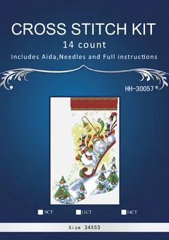 

nChristmas sock Snow mans home Decor counted 14ct white canvas similar DMC Cross Stitch kits14ct needlework Set DIY embroidery