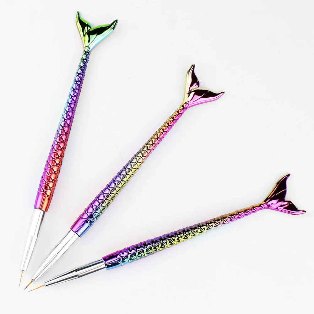 NOQ 3 шт., карандаш для ногтей с хвостом русалки, проволочные кисти для ногтей, стержень, градиентный стержень, ручка с хвостом русалки, 3 набора, ручка для рисования ногтей, резная ручка