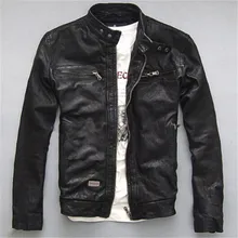 Men Winter Genuine Leather Jackets Men Coats Genuine Sheepskin Brand Black Male Motorcycle Leather Jacket