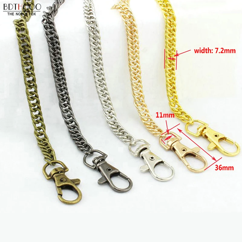 120 سنتيمتر المعادن سلسلة ل حقائب كتف حقيبة يد مشبك مقبض DIY سلسلة حقيبة حزام الملحقات الأجهزة مزدوجة المنسوجة الحديد سلسلة
