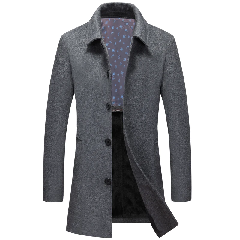 2018 winter fashion with velvet new men leisure pure color trench coat / man's single-breasted long windbreaker Wool Blends 6006 2018 winter fashion with velvet new men leisure pure color trench coat / man's single-breasted long windbreaker Wool Blends 6006