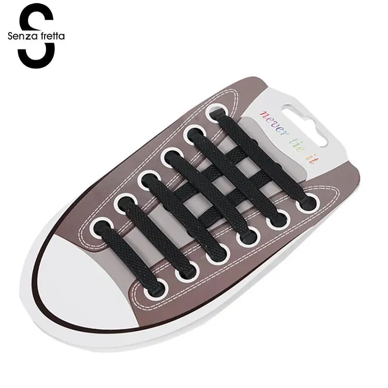 

Senza Fretta 16PCS/Set HOT Silicone Shoelaces No Tie Lazy Shoe Laces Women/Men/Kids Elastic Sport Shoe Lace Sneakers Black White