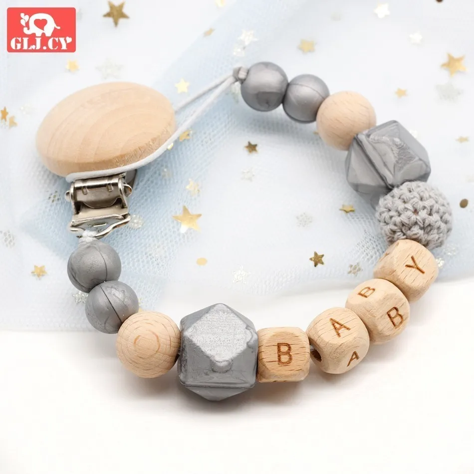 Dummy clip pacifier holder soother teether chain personalised baby shower gift name wood silicone beads custom newborn Dummy clip pacifier holder soother teether chain personalised baby shower gift name wood silicone beads custom newborn