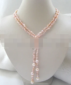 

ddh003072 Beautiful 45" 5-6-9-10mm pink baroque freshwater pearl necklace