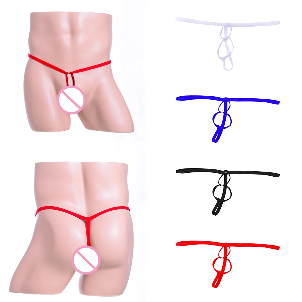 1pcs Sexy Mens Thong G-String Open Ring Mini Briefs Stretchy Underwear Bikini Mens Jockstrap Underwear