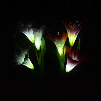 

2pcs tuinverlic Solar Powered LED Color Changing Lily Flowers Garden Light Decorations Waterproof Yard Patio Stake Lawn Lamp#s