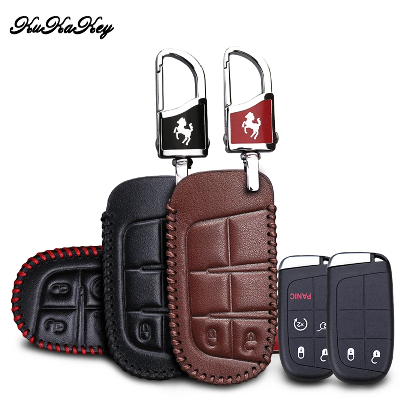 

KUKAKEY Genuine Leather Key Case Cover Key Bag For Dodge Caliber Journey Caravan Charger RAM Nitro Car Styling Accessories