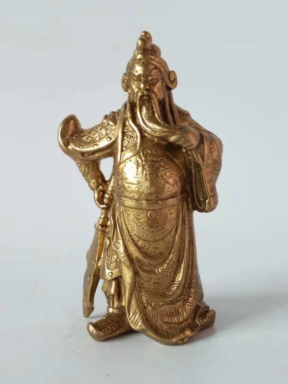 Китайский дракон из латуни Guan Gong Yu Warrior God Guangong скульптура меча | Дом и сад