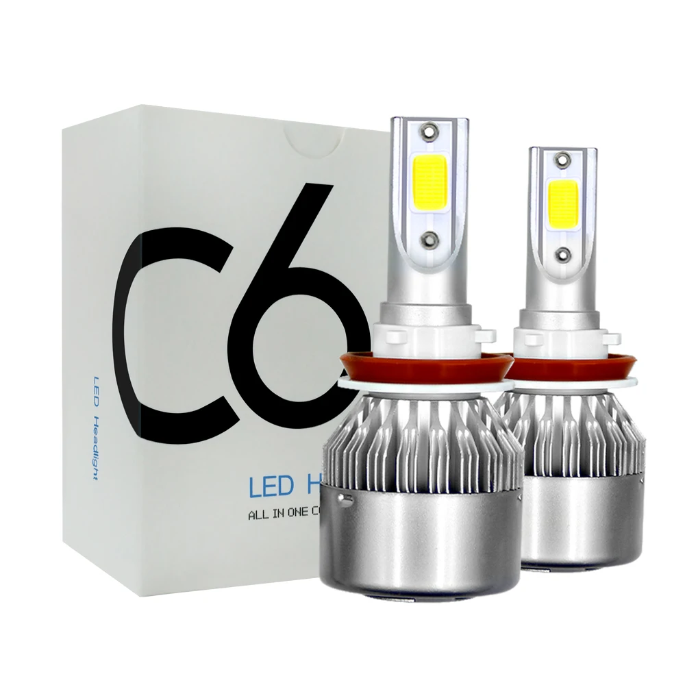 

2pcs All In One C6 Car Led Headlight H11 H3 H4 LED H7 HB3 HB4 H13 9004 9007 880 72w 8000lm 6000K LED Car Bulbs