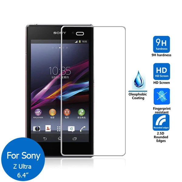 

For Sony Xperia Z Ultra Tempered Glass Screen Protector 9h Safety Protective Film on Zultra C6802 C6833 C6843 C 6833 6843