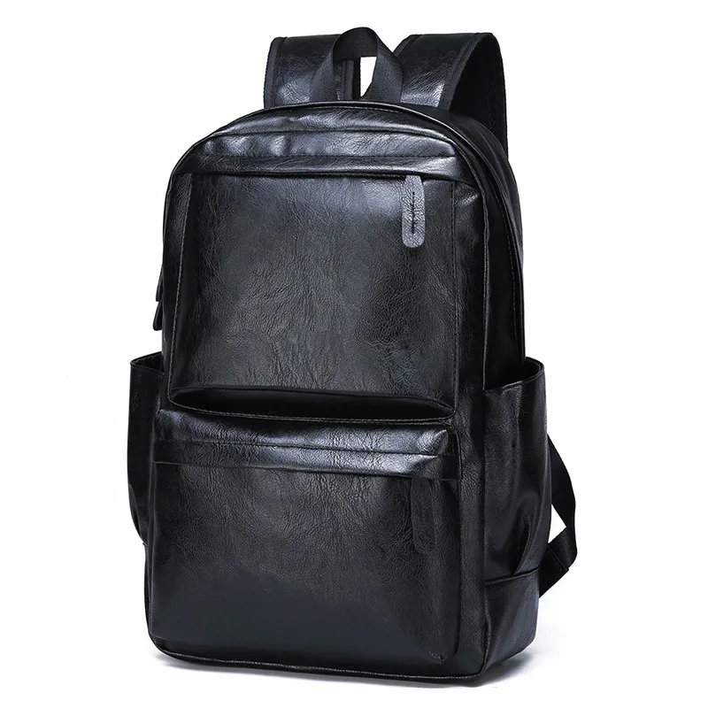

PU material fashion backpack simple solid color bag retro leisure travel computer bag personality large capacityKorean business