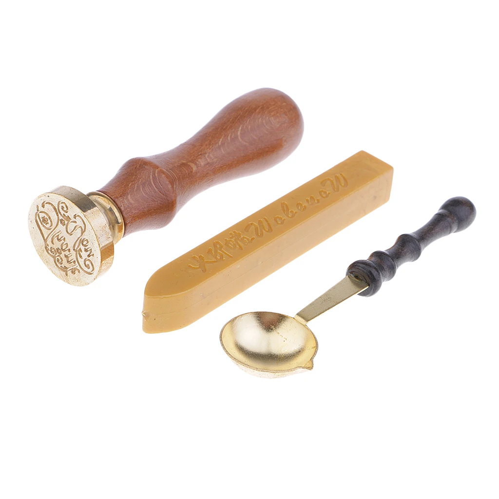 European Retro Wood Classic Seal Sealing Wax Set Stick Stamp For Letters Envolop Wedding Invitation Wax Seal Kit (THANK YOU)  
