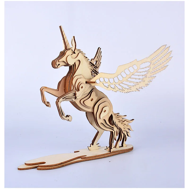 Birthday Gift DIY Assembly 3D Puzzle Unicorn Horse Paintable Educational Toy