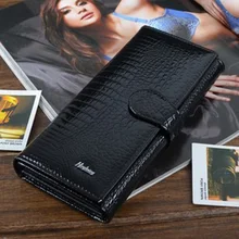 Classic crocodile pattern cowhide leather long design women wallet genuine leather japanned female wallet